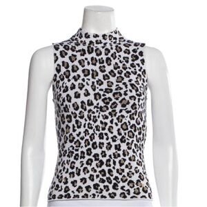 Versace Leopard-Print Knit Mock-Neck Top
